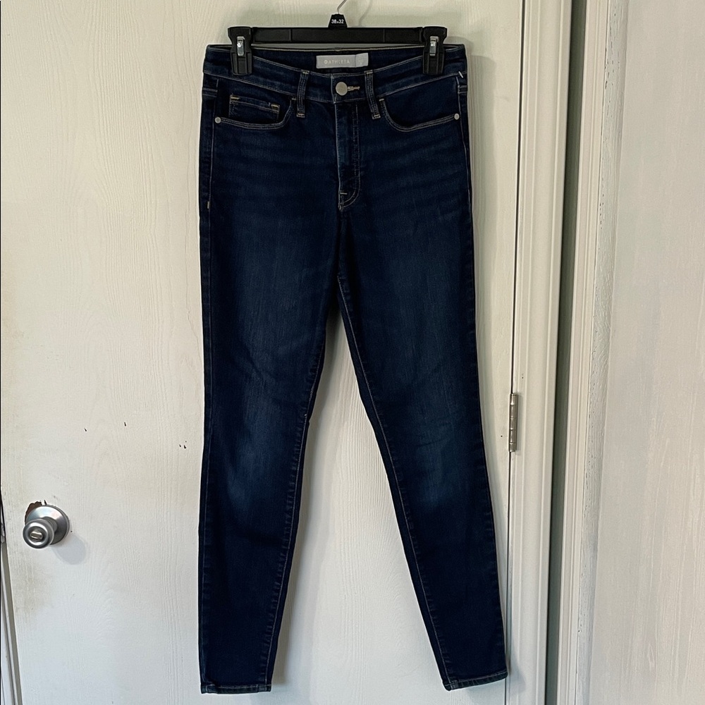 Athleta High Rise Sculptek Ultra Skinny Midnight Jeans Dark Wash Stretchy Size 4